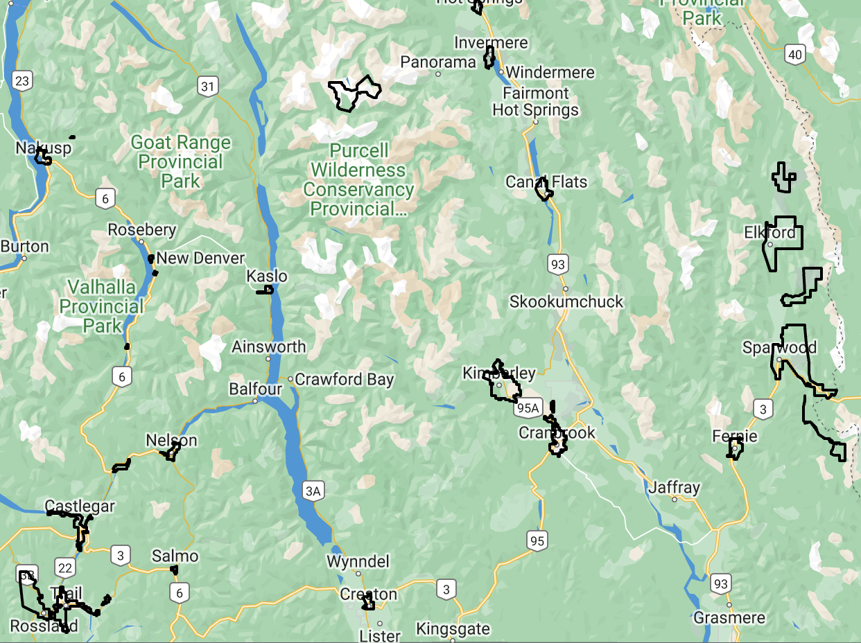 Kootenays map