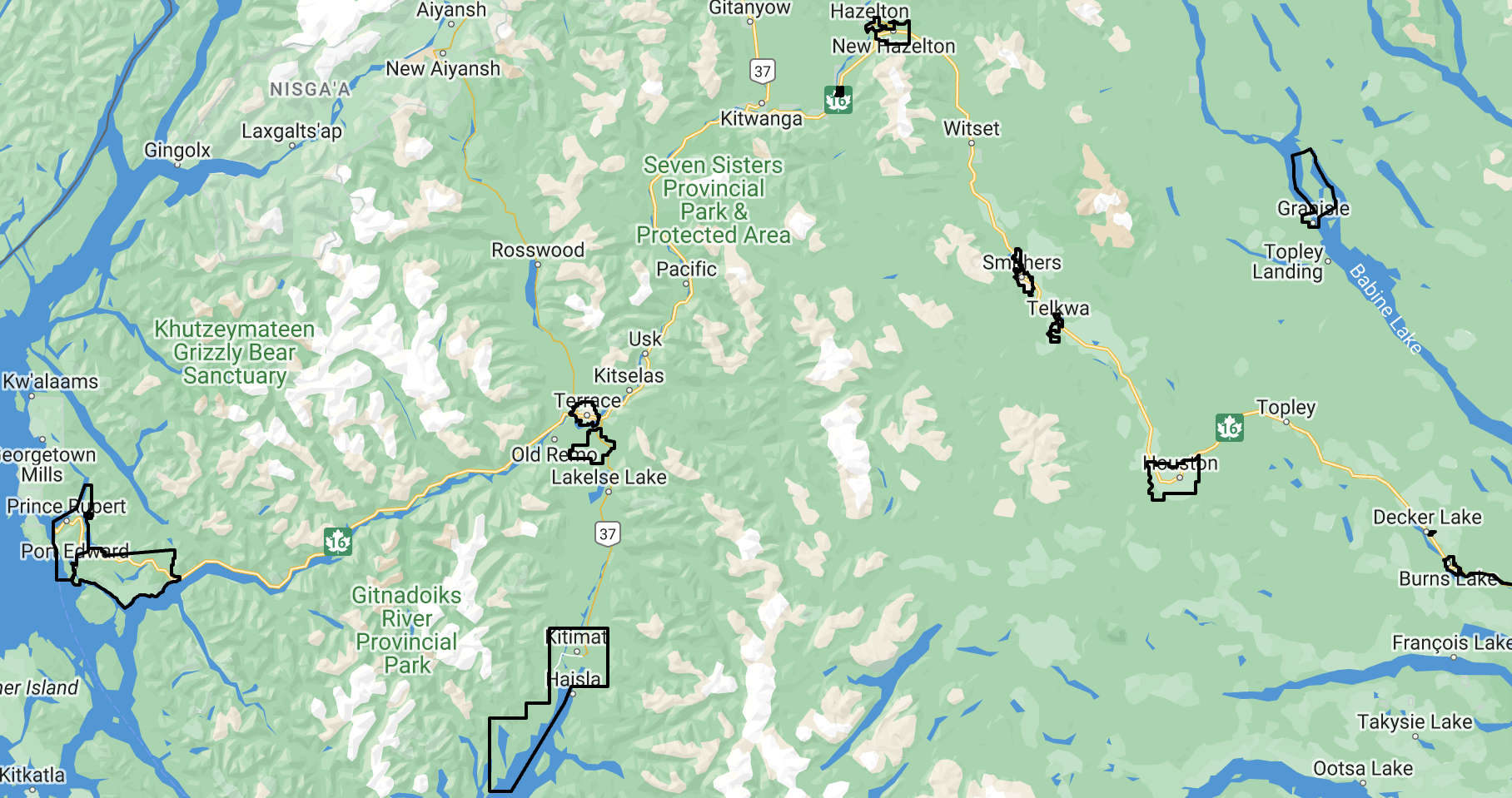 Prince Rupert & Area map