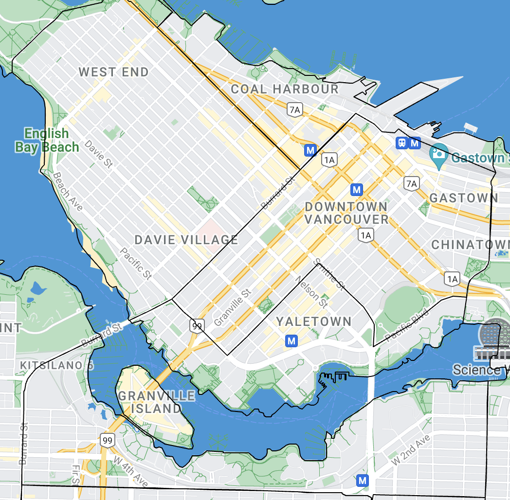 Vancouver Downtown map