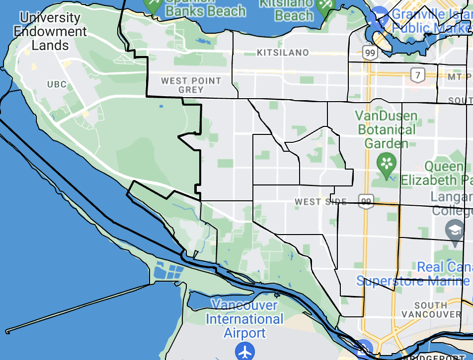 Vancouver Westside map